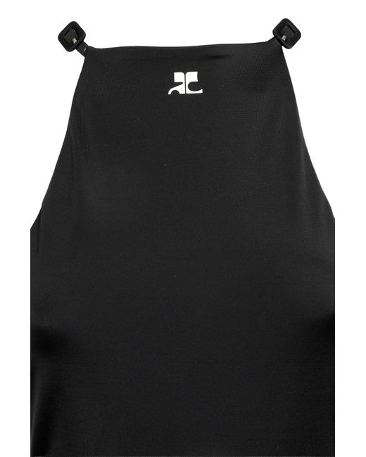 Courreges Blue Buckle Cut-Out Swimsuit