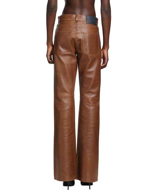 Haikure Brown Flora Silky Leather Trousers