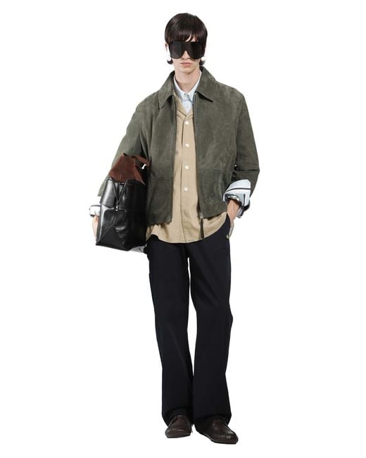 Loewe Green Suede Zip-Up Jacket for men