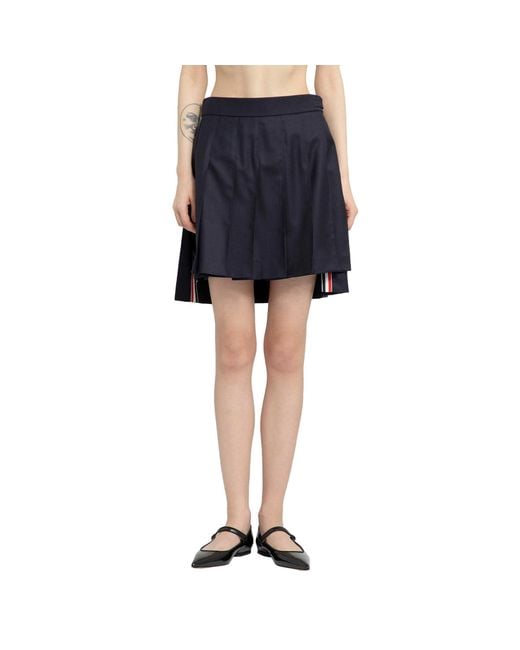 Thom Browne Blue Super 120's Twill Pleated Mini Skirt