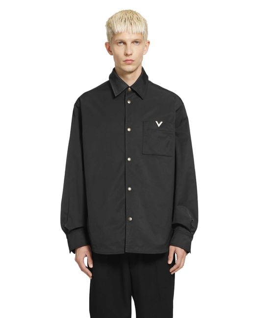 Valentino Black Vgold Nylon Shirt Jacket for men