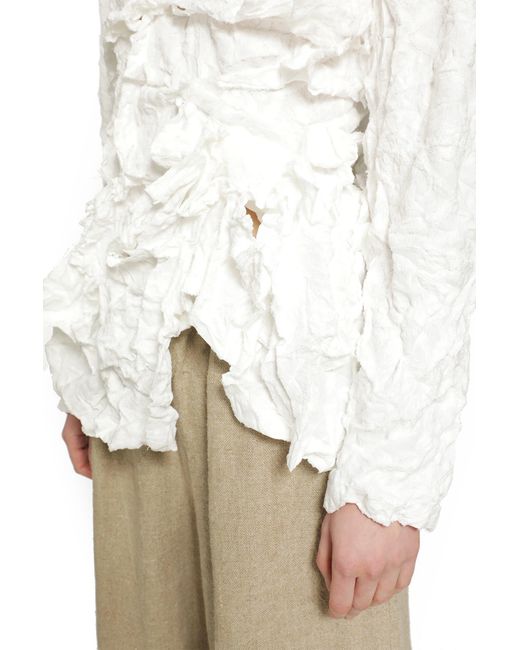 Comme des Garçons White Ruffled Long Sleeve T-Shirt