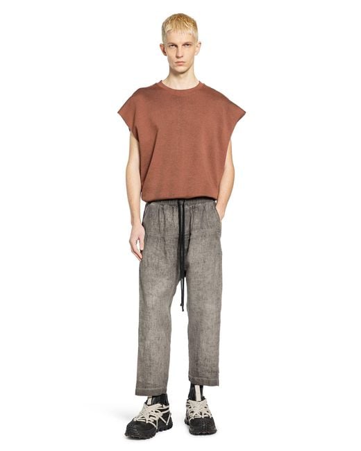 Thom Krom Gray Cropped Linen Trousers for men