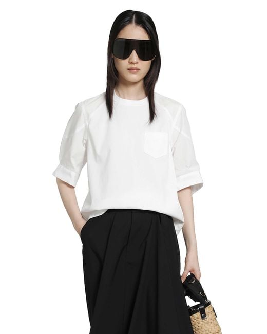 Sacai Black Poplin X Cotton Jersey T-Shirt