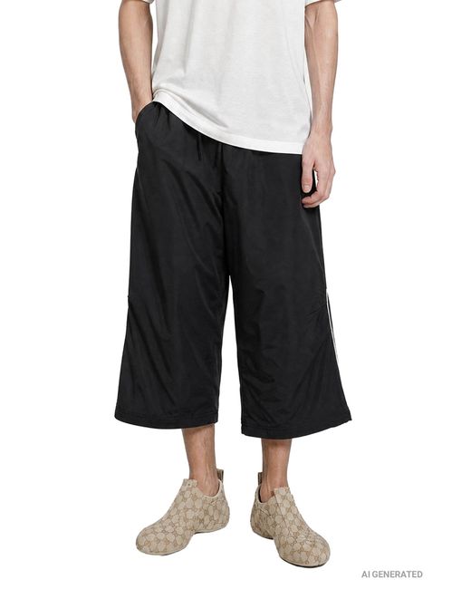 Gucci Black Interlocking G Cotton Nylon Bermudas for men