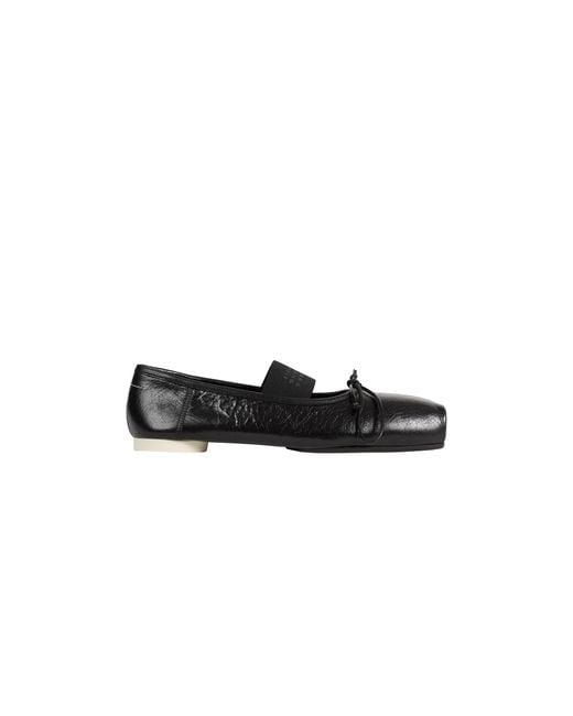 MM6 by Maison Margiela Black Numeric Square-Toe Ballerinas