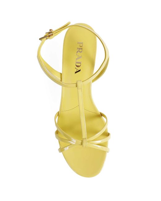 Prada Metallic Patent Leather Sandals