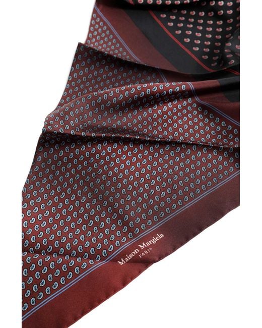 Maison Margiela Purple Reversible Paisley Silk Scarf for men