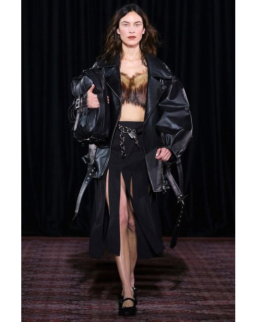 Simone Rocha Black Puff Sleeve Multi Belt Biker Jacket