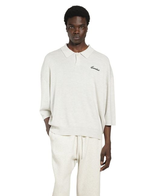 Fear Of God White Signature 3/4 Sleeve 90S Knit Polo for men