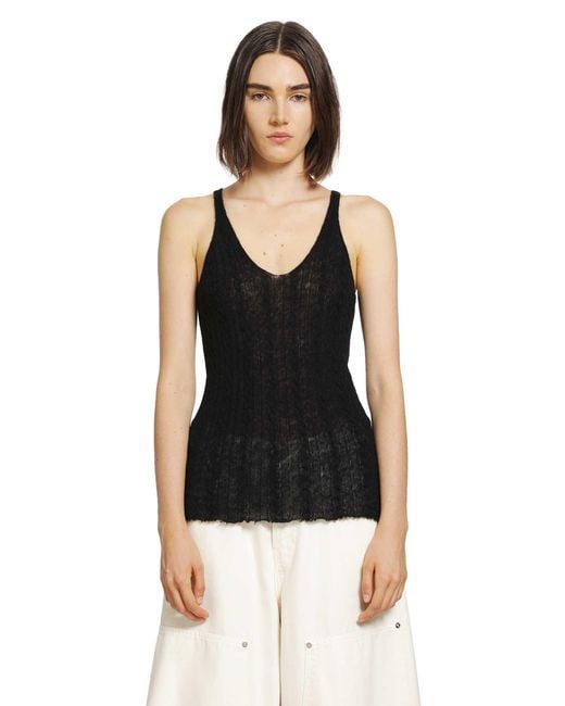Haikure Black Lois Semi-Sheer Tank Top
