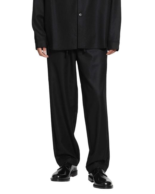 ROSE BURRITO Black Wool Flannel Pyjama Trousers for men