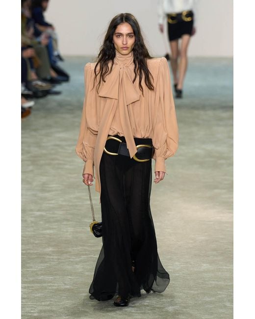 Chloé Natural Oversized Gathered Lavallière Blouse