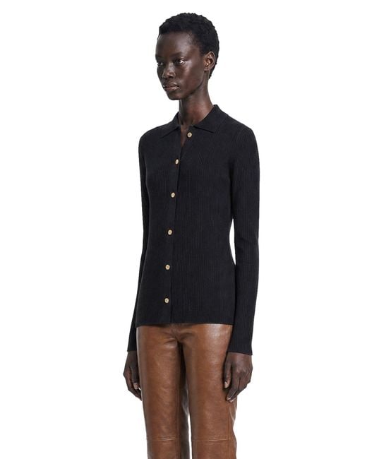 Max Mara Black Woollen Yarn Fitted Cardigan