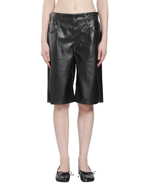 MM6 by Maison Margiela Black Leather-Effect Bermuda Shorts