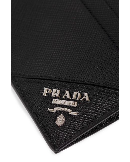 Prada Black Saffiano Leather Card Holder for men