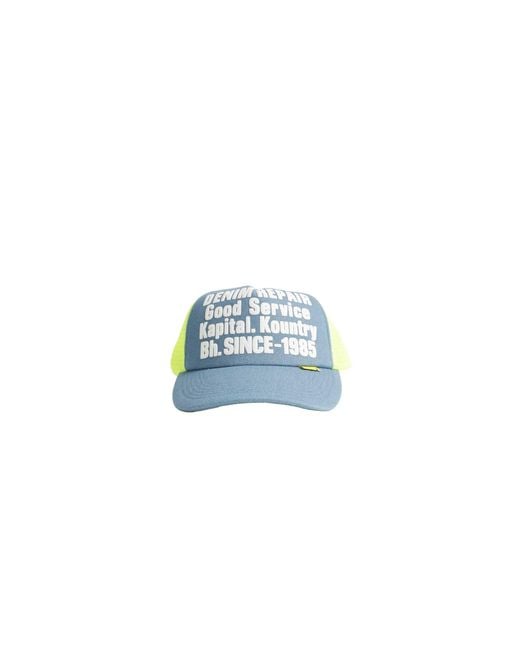 Kapital Blue Denim Repair Service Trucket Hat for men