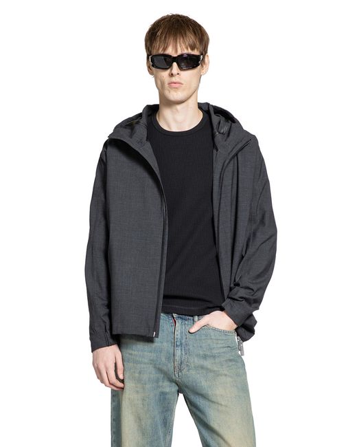 Laminar Black Wool Touch Hooded Jacket for men