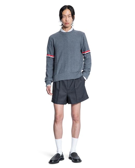 Thom Browne Blue Wool Relaxed Sweater for men