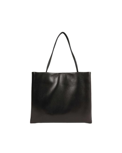 The Row Black Leather Cecily Top Handle Bag
