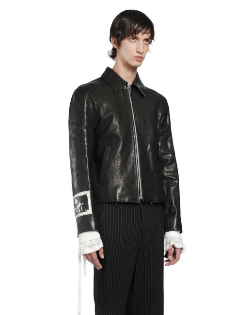 Ann Demeulemeester Black Sandor Leather Jacket for men
