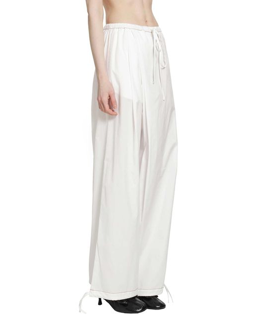 Marni White Cotton Poplin Drawstring Trousers