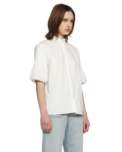 Valentino White Short Sleeve Shirt With Pleated Cuffs