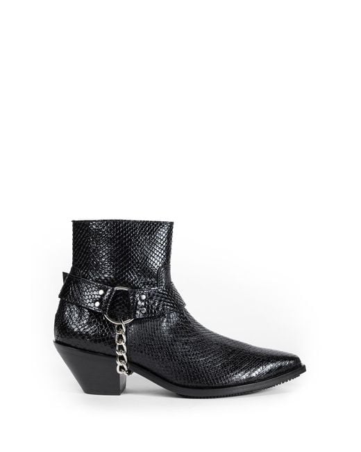 Junya Watanabe Black Snake Print Texas Ankle Boots