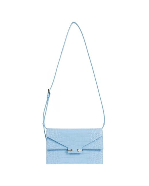 Tom Ford Blue Printed Croc Aube Shoulder Basg