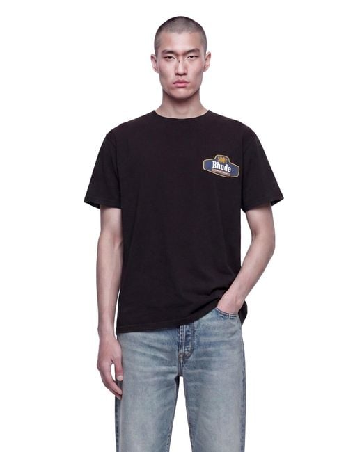 Rhude Black Racing Crest Tee for men