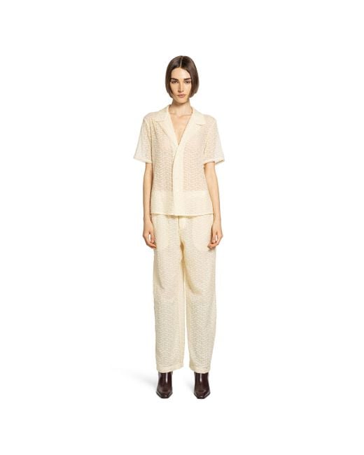 Saint Laurent Natural Cotton Blend Long Jumpsuit Set