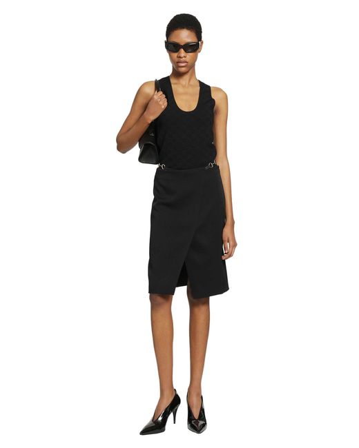 Gucci Black Wool Drill Knee Lenght Skirt