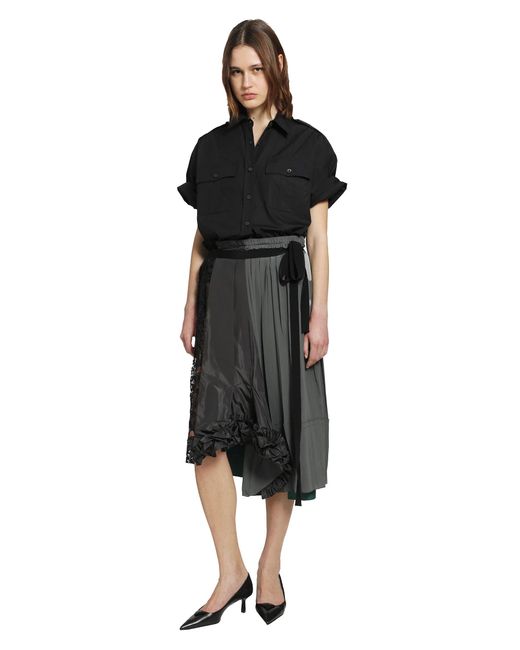 Prada Black Technical Taffeta Patchwork Skirt
