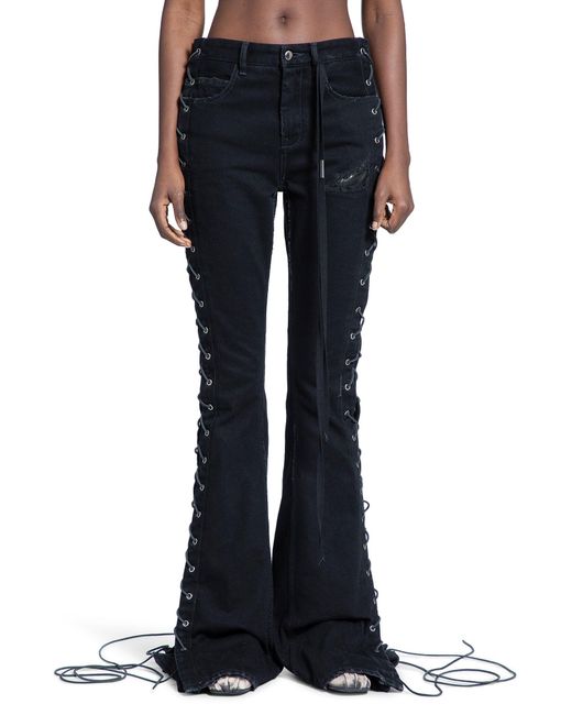 Ann Demeulemeester Blue Treze Lace-Up Bootcut Jeans