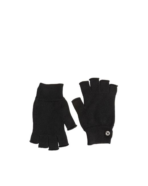 Rick Owens Black Fingerless Virgin Wool Gloves for men