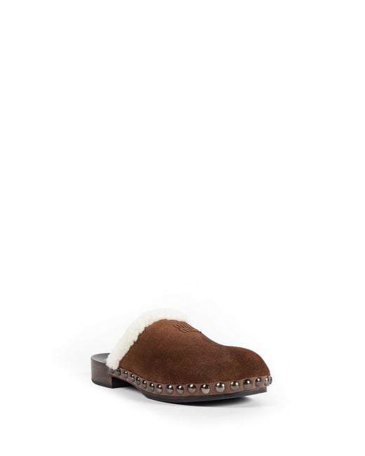 Miu Miu Brown Suede Clogs