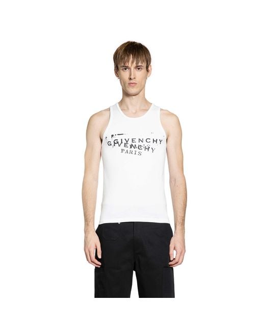 Givenchy White Stamp Print Tank Top for men