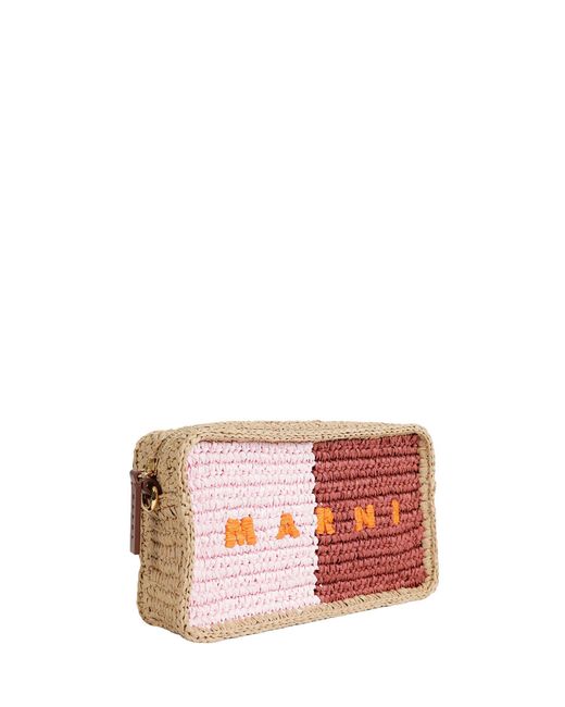 Marni Red Bicolor Raffia Mini Camera Bag