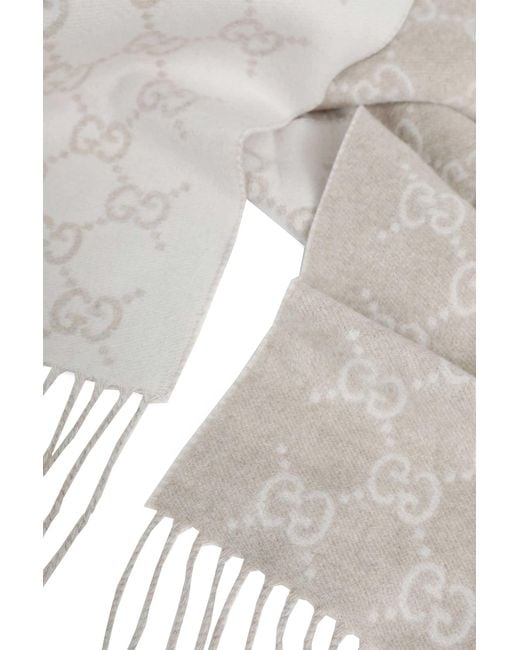 Gucci White Gg Cashmere Scarf