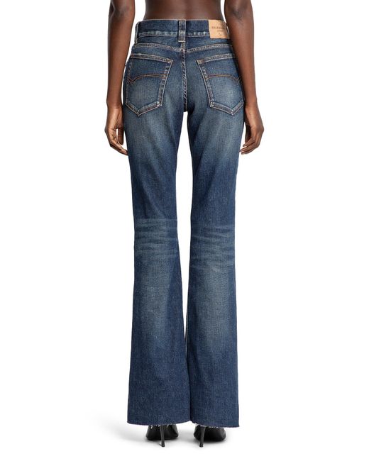 Balenciaga Blue Slim Fit Bootcut Pants In Cotton Denim