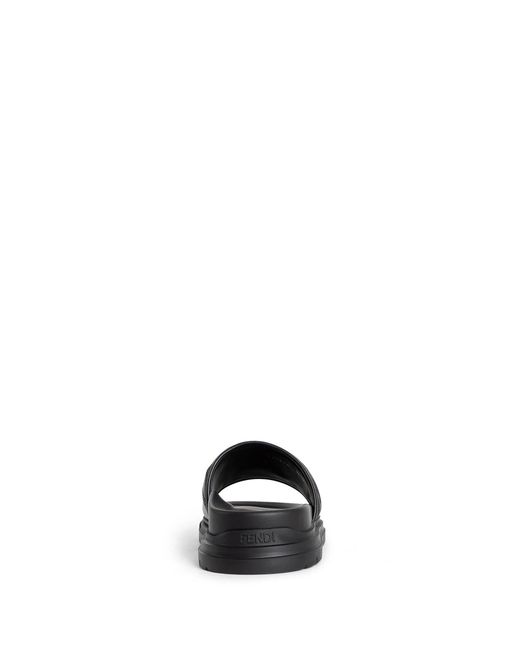 Fendi Black Diagonal Slides for men