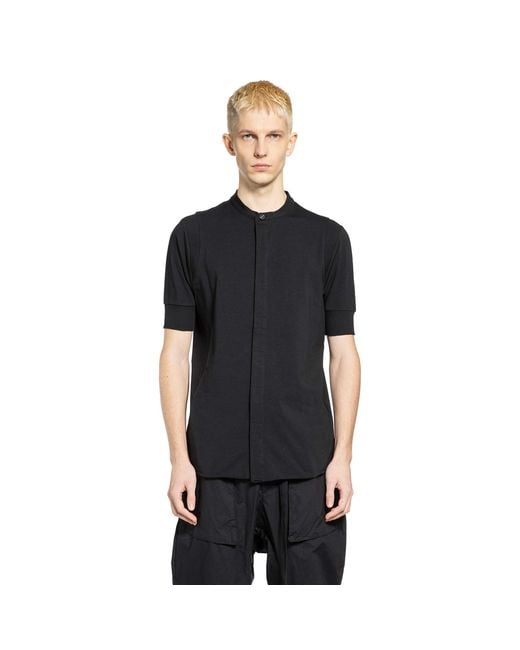 Thom Krom Black Stand Collar Short Sleeve Shirt for men