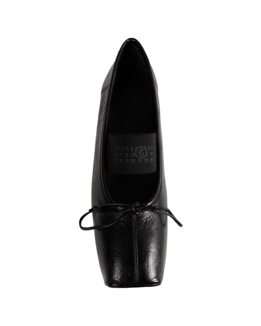 MM6 by Maison Margiela Black Numeric Square-Toe Ballerinas