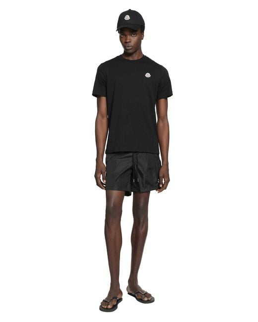 Moncler Black Logo Patch Swim Shorts for men