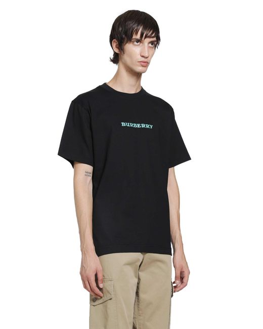 Burberry Black Heritage Logo Cotton T-Shirt for men