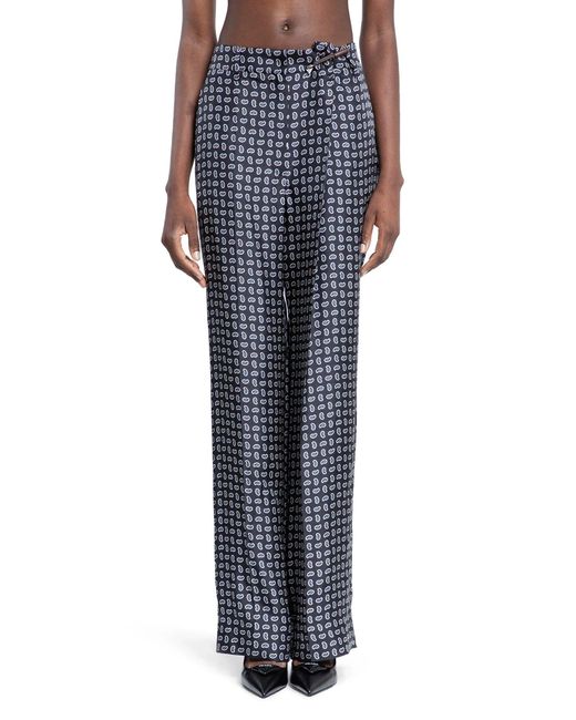 Prada Blue Paisley Silk Trousers
