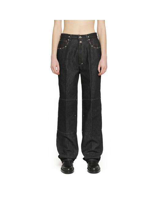 Lemaire Black High-Waisted Straight Pants With Studs