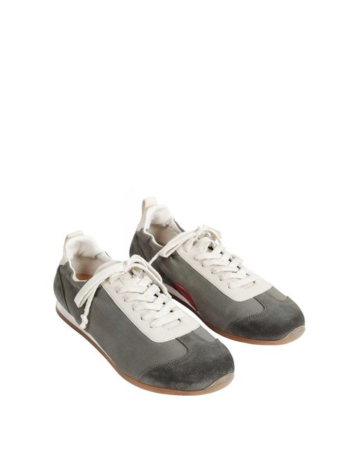 Uma Wang Gray Canvas And Suede Sneakers