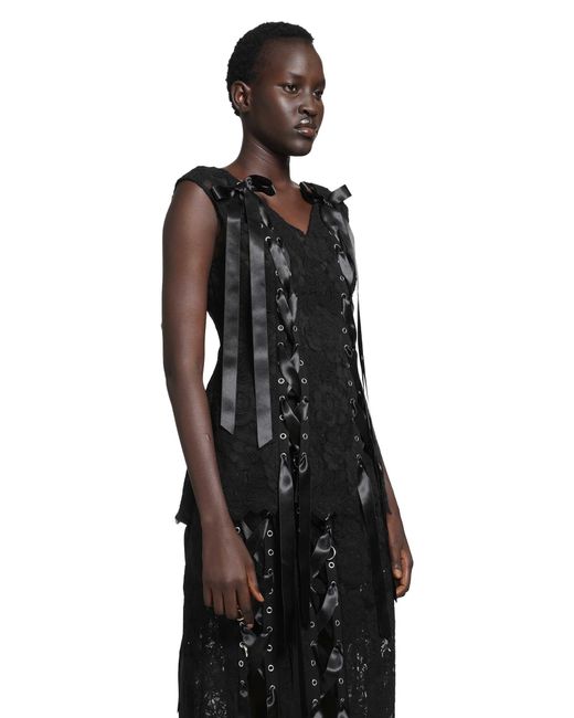 Simone Rocha Black Unraveling Ribbon Portrait Top