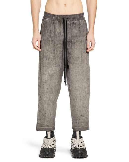 Thom Krom Gray Cropped Linen Trousers for men